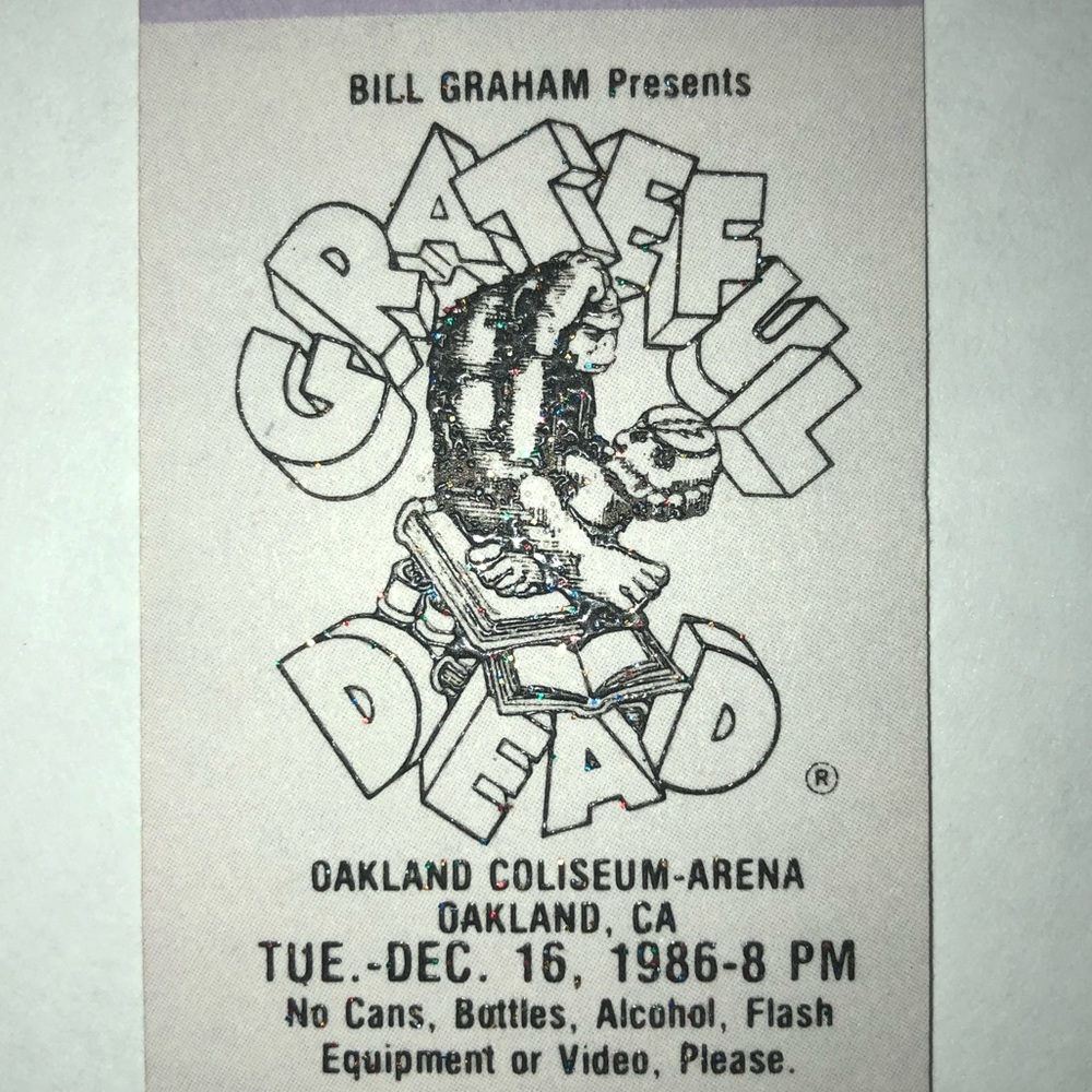 Vintage 1986 Unused Grateful Dead Ticket